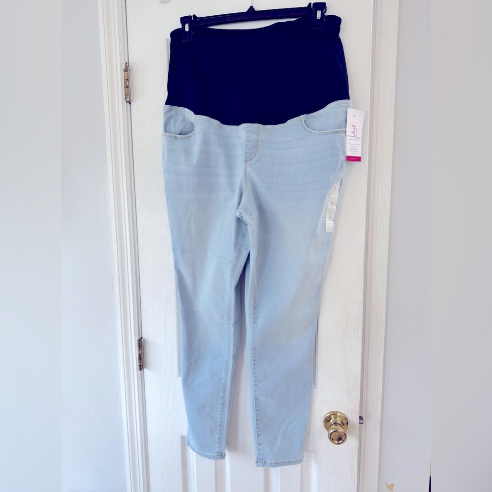 Isabel Crossover Panel Maternity Skinny Jeans Size 16 Light Blue Women's